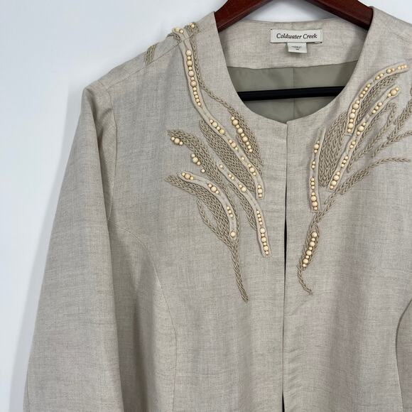 Coldwater Creek LINEN BLEND Womens Plus Size 16 Blazer Jacket Blouse Shirt Top - Picture 6 of 11